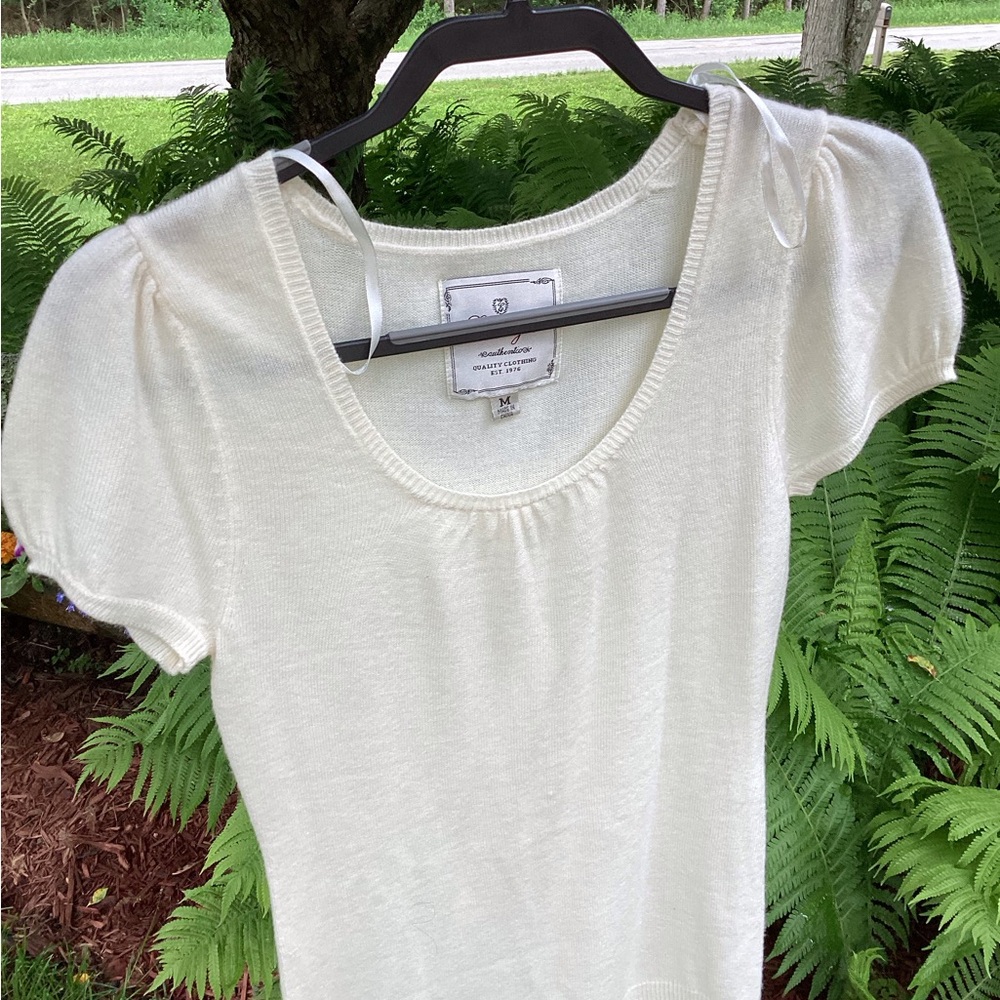 Scoop neck puffed sleeve classic thin sweater top Energie brand